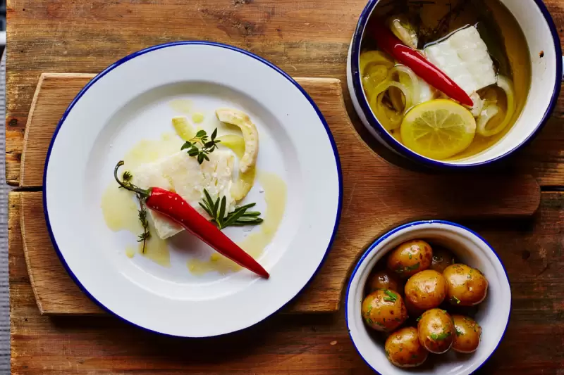 Kabeljau-Confit in Olivenöl