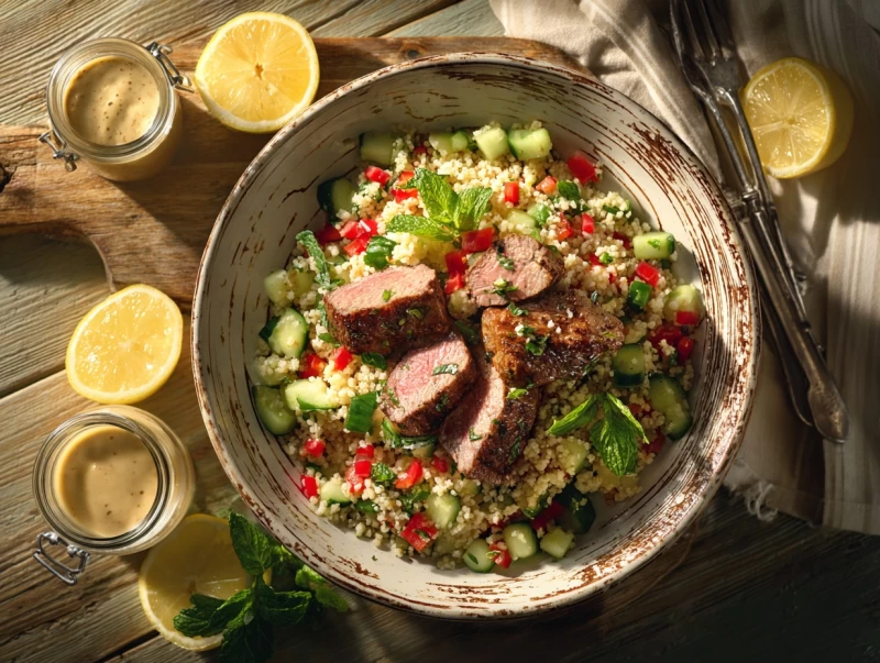 Bulgur‑Salat mit zarten Rindermedaillons