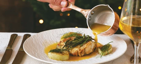 Wilder Kabeljau mit Beurre Blanc, Fenchel & Queller Wilder Kabeljau mit Beurre Blanc, Fenchel & Queller